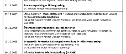Übersicht Ringveranstaltung