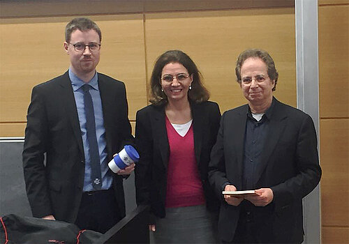 Herzlich willkommen am HDC! Von rechts: HDC-Fellow Prof. Doron Kiesel, Prof.in Ilona Nord (Evang. Theologie), Dr. Andreas Rauh (Geschäftsführer des HDC). HDC-Fellow Prof. Kiesel