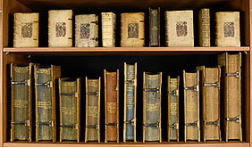 Einige Bände aus Julius Echters Hofbibliothek. (Foto: Universitätsbibliothek Würzburg)