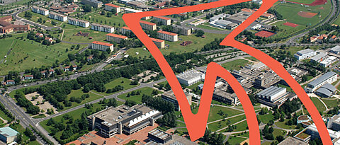 Das Ziel ist die Leighton-Kaserne gleich neben dem Hubland-Campus. Dorthin will sich die Universität Würzburg erweitern. Foto: Norbert Schwarzott / Montage: Robert Emmerich