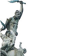 Die Figur des Prometheus ziert das Dach der Uni am Sanderring und ist das Erkennungszeichen der Graduiertenschule für die Geisteswissenschaften. (Foto: GSH)