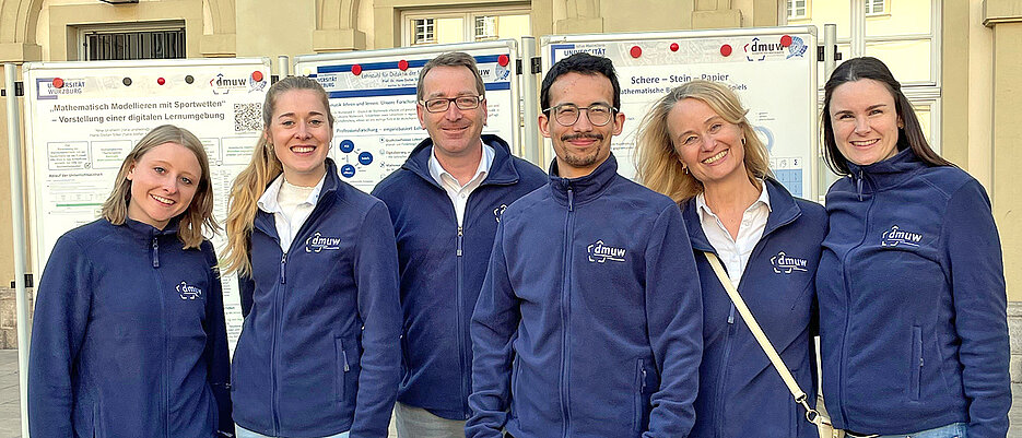 Sie haben den Tag der Mathematik in Würzburg organisiert: Das Team des Lehrstuhls für Didaktik der Mathematik (v.l.): Nina Unshelm, Deborah Lehrmann, Hans-Stefan Siller, Christian Heinz, Angela Bezold und Laura Wagenbrenner.